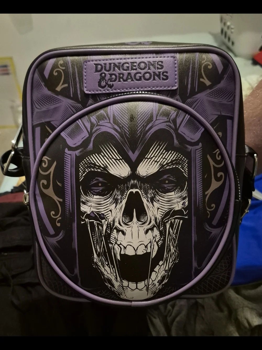 Purple DND Skull Crossbody Bag